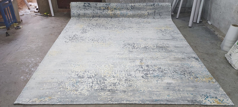 Bret McKenzie Aqua and Silver Viscose Rug 8x10 | Banana Manor Rug Company