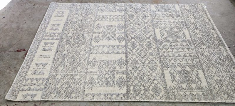 Brian Sergent Hand-Knotted Modern Ivory and Grey High-Low 4x6 | Banana Manor Rug Company