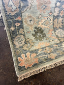 Bristol 2.6x13.9 Hand-Knotted Blue and Pink Oushak Runner | Banana Manor Rug Company