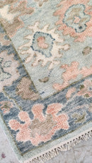Bristol 2.6x13.9 Hand-Knotted Blue and Pink Oushak Runner | Banana Manor Rug Company