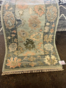 Bristol 2.6x13.9 Hand-Knotted Blue and Pink Oushak Runner | Banana Manor Rug Company