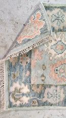 Bristol 2.6x13.9 Hand-Knotted Blue and Pink Oushak Runner | Banana Manor Rug Company