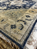 Britannica 7.9x10 Blue and Ivory Hand-Knotted Persian Rug | Banana Manor Rug Company