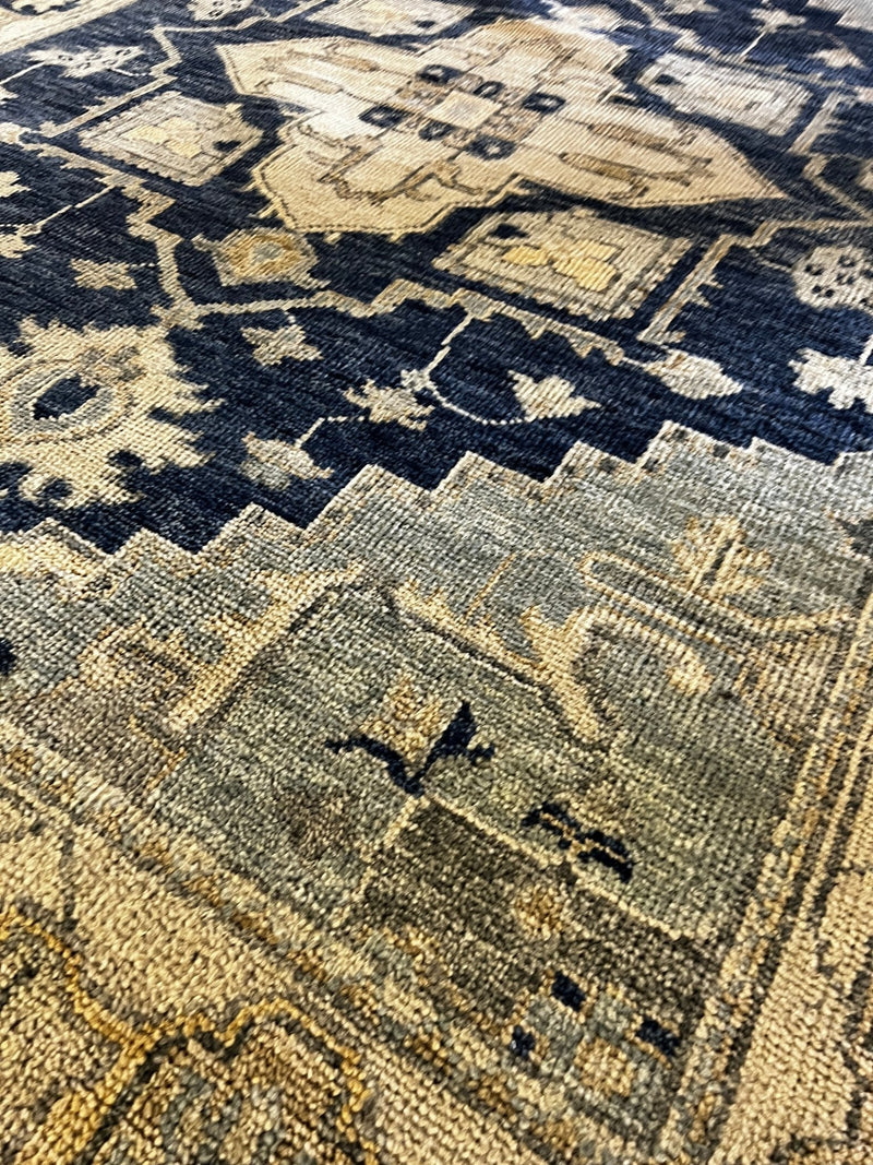 Britannica 7.9x10 Blue and Ivory Hand-Knotted Persian Rug | Banana Manor Rug Company