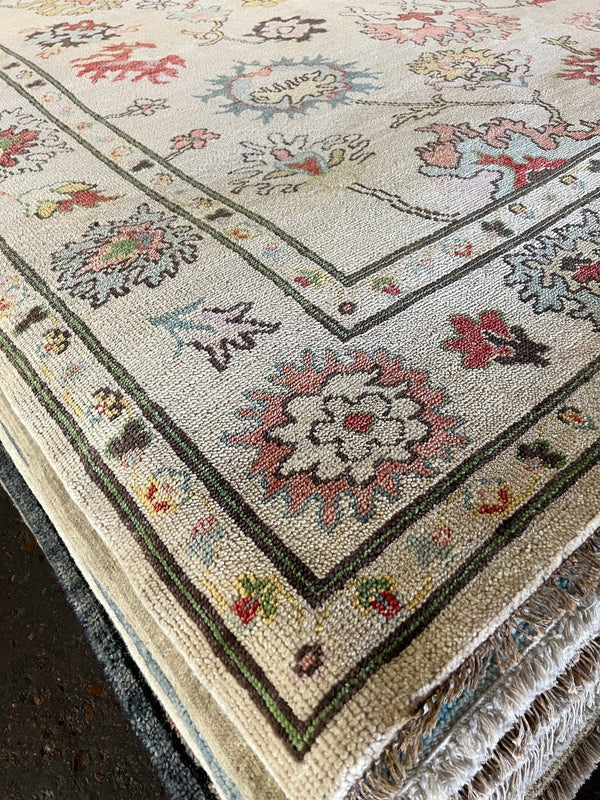 Brooke Pettigrew 8x10.3 Hand-Knotted Off White Oushak Rug | Banana Manor Rug Company