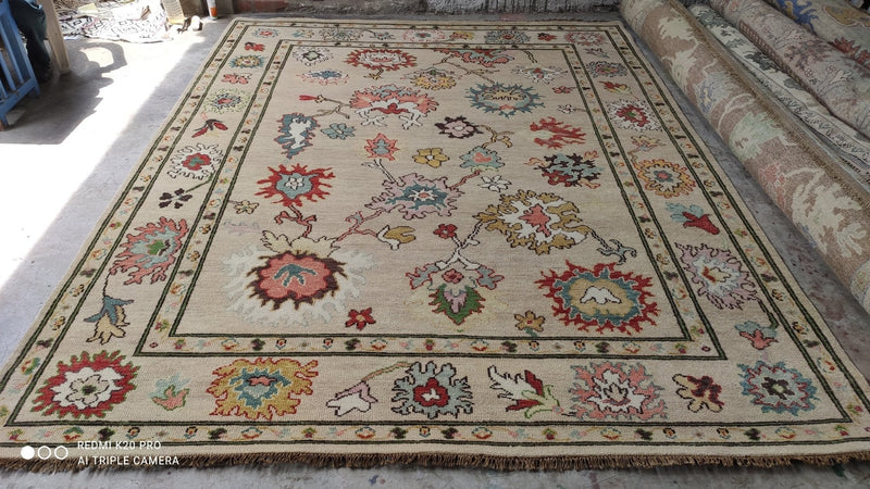 Brooke Pettigrew 8x10.3 Hand-Knotted Off White Oushak Rug | Banana Manor Rug Company