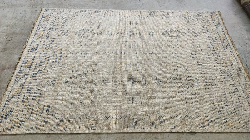 Bruna 5.6x8 Ivory Hand-Knotted Oushak Rug | Banana Manor Rug Company