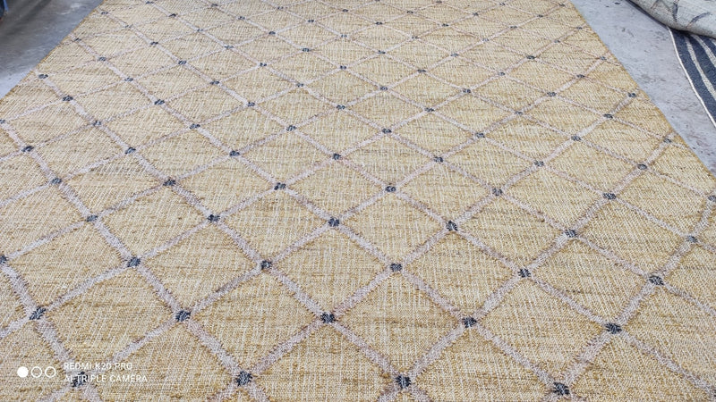 Buck Wild 9.3x12 Handwoven Gold Geometric Jute Rug | Banana Manor Rug Company