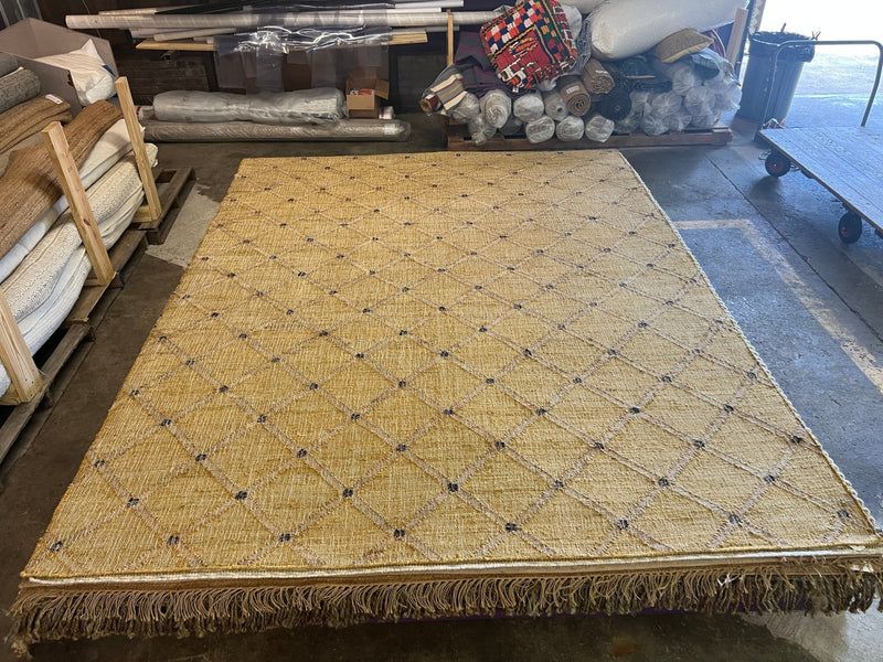 Buck Wild 9.3x12 Handwoven Gold Geometric Jute Rug | Banana Manor Rug Company