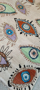Bud Tingwell Hand-Knotted Eye Design Rug Tan Multi-Colored 8x9.9 | Banana Manor Rug Company