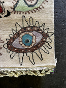 Bud Tingwell Hand-Knotted Eye Design Rug Tan Multi-Colored 8x9.9 | Banana Manor Rug Company