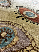 Bud Tingwell Hand-Knotted Eye Design Rug Tan Multi-Colored 8x9.9 | Banana Manor Rug Company