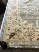 Cady 9x12.3 Light Green and White Hand-Knotted Oushak Rug | Banana Manor Rug Company