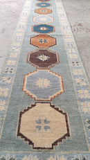 Caladesi 2.6x15.9 Multi-Colored Hand-Knotted Modern Runner | Banana Manor Rug Company