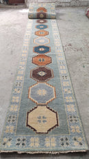 Caladesi 2.6x15.9 Multi-Colored Hand-Knotted Modern Runner | Banana Manor Rug Company