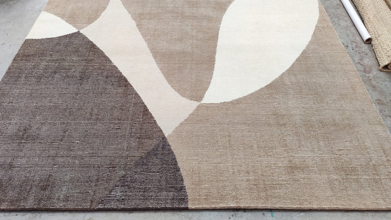 Calypso 8x9.9 Camel and Beige Hand-Knotted Modern Rug | Banana Manor Rug Company