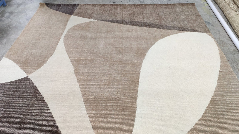 Calypso 8x9.9 Camel and Beige Hand-Knotted Modern Rug | Banana Manor Rug Company