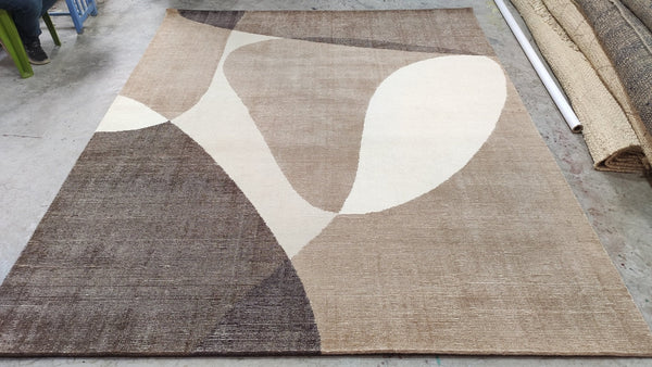 Calypso 8x9.9 Camel and Beige Hand-Knotted Modern Rug | Banana Manor Rug Company