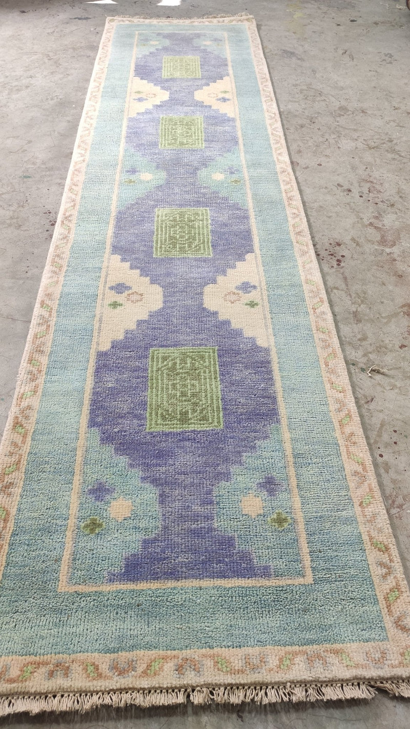 Caren 2.6x9.9 Blue Modern Hand-Knotted Runner | Banana Manor Rug Company