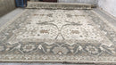 Carol 12.3x18 Ivory and Grey Hand-Knotted Oushak Rug | Banana Manor Rug Company
