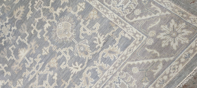 Carrie Barron Silver and Grey Hand-Knotted Oushak Rug 7.9x9.9 | Banana Manor Rug Company