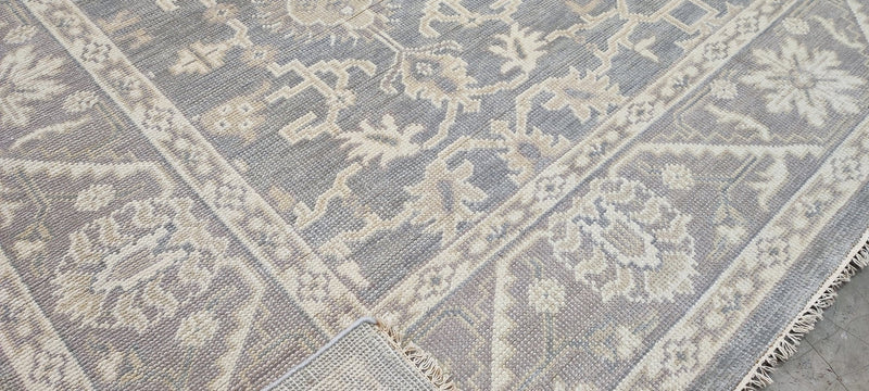 Carrie Barron Silver and Grey Hand-Knotted Oushak Rug 7.9x9.9 | Banana Manor Rug Company