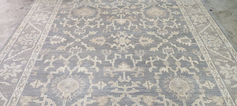 Carrie Barron Silver and Grey Hand-Knotted Oushak Rug 7.9x9.9 | Banana Manor Rug Company