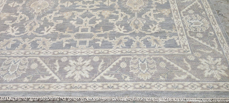 Carrie Barron Silver and Grey Hand-Knotted Oushak Rug 7.9x9.9 | Banana Manor Rug Company