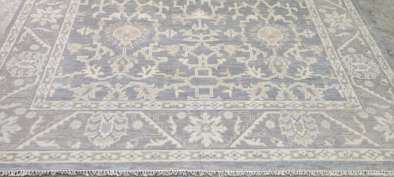 Carrie Barron Silver and Grey Hand-Knotted Oushak Rug 7.9x9.9 | Banana Manor Rug Company