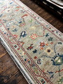 Carrol 2.9x14 Light Green Hand-Knotted Oushak Runner | Banana Manor Rug Factory Outlet