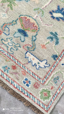 Carrol 2.9x14 Light Green Hand-Knotted Oushak Runner | Banana Manor Rug Company