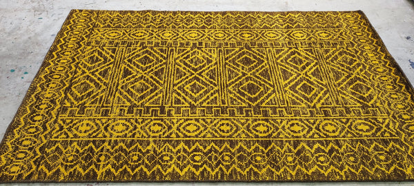 Catarina Rosas Gold and Brown Modern Hand-Knotted Rug 5x8 | Banana Manor Rug Company