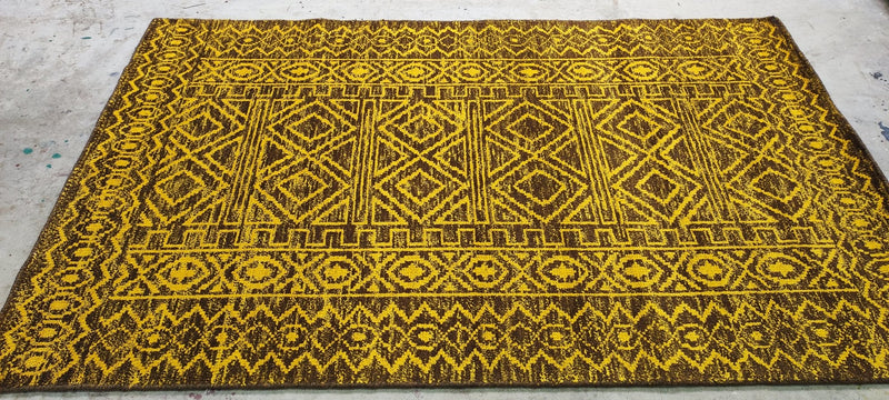 Catarina Rosas Gold and Brown Modern Hand-Knotted Rug 5x8 | Banana Manor Rug Company