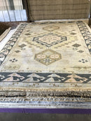 Cate 10.3x13.9 Dark Blue and Tan Hand-Knotted Oushak Rug | Banana Manor Rug Company