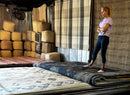 Cate 10.3x13.9 Dark Blue and Tan Hand-Knotted Oushak Rug | Banana Manor Rug Company