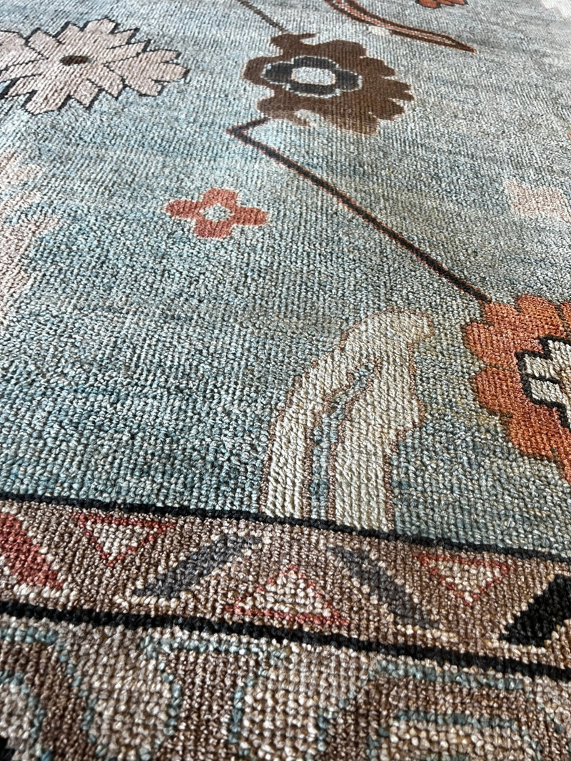 Catharine Cockburn 10x14 Hand-Knotted Oushak Rug Light Blue and Tan | Banana Manor Rug Factory Outlet