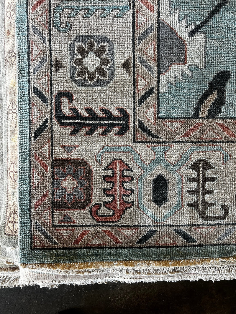 Catharine Cockburn 10x14 Hand-Knotted Oushak Rug Light Blue and Tan | Banana Manor Rug Factory Outlet