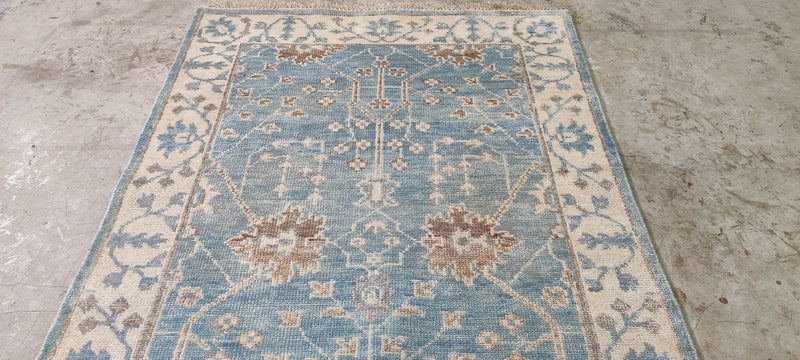 Catherine Deneuve 4x6 Light Blue Hand-Knotted Oushak Rug | Banana Manor Rug Company