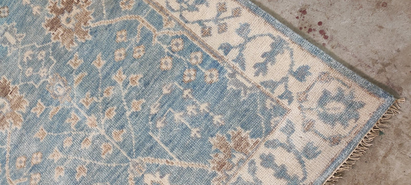 Catherine Deneuve 4x6 Light Blue Hand-Knotted Oushak Rug | Banana Manor Rug Company