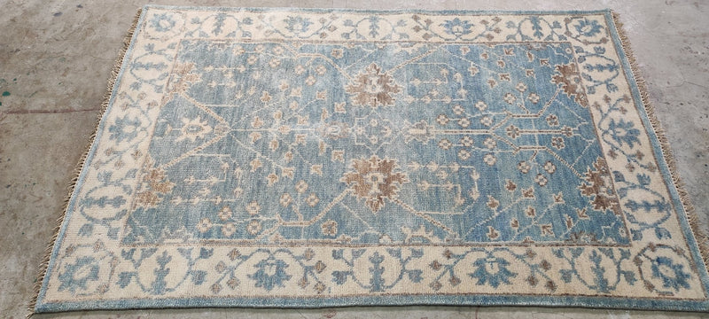 Catherine Deneuve 4x6 Light Blue Hand-Knotted Oushak Rug | Banana Manor Rug Company