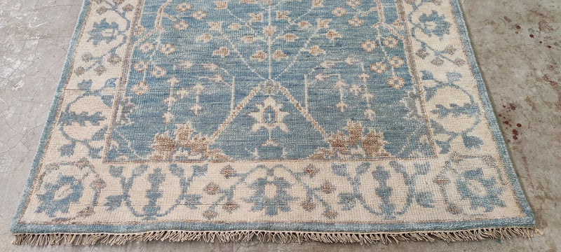 Catherine Deneuve 4x6 Light Blue Hand-Knotted Oushak Rug | Banana Manor Rug Company