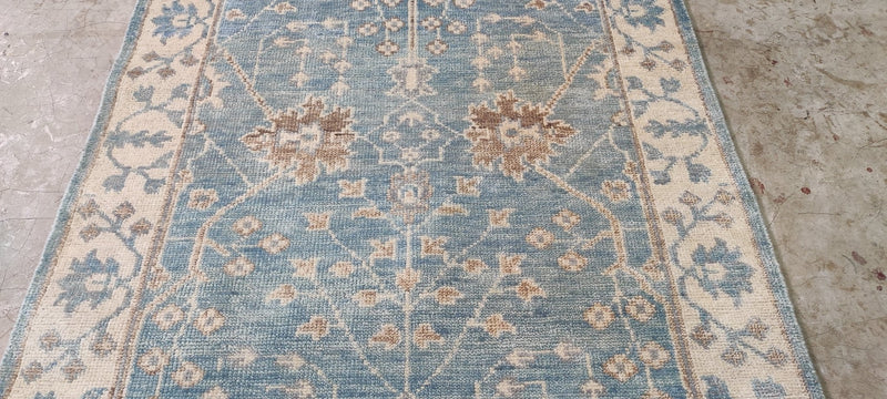 Catherine Deneuve 4x6 Light Blue Hand-Knotted Oushak Rug | Banana Manor Rug Company