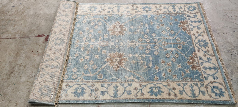 Catherine Deneuve 4x6 Light Blue Hand-Knotted Oushak Rug | Banana Manor Rug Company