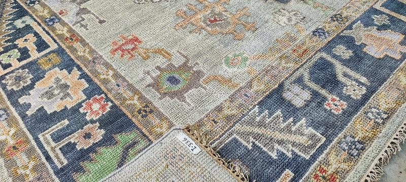 Cathy Kincaid Light Grey and Grey Hand-Knotted Oushak Rug 8x10 | Banana Manor Rug Company