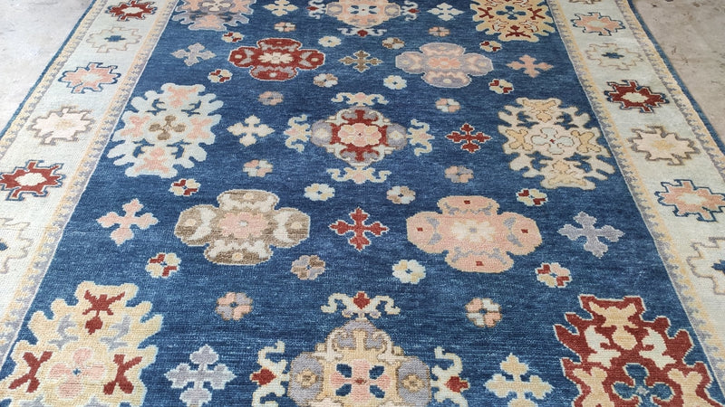 Cayla 8x10 Blue and Silver Hand-Knotted Oushak Rug | Banana Manor Rug Company