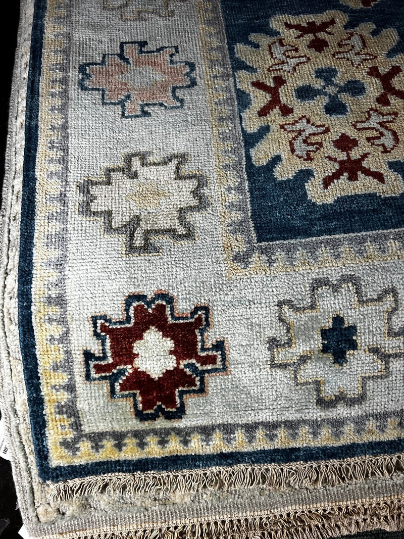 Cayla 8x10 Blue and Silver Hand-Knotted Oushak Rug | Banana Manor Rug Company