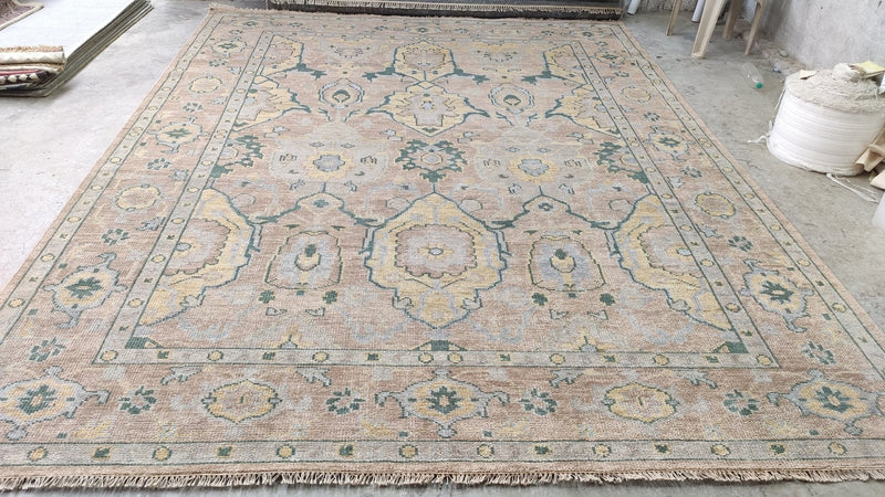 Cecile 9.3x12 Light Brown Hand-Knotted Oushak Rug | Banana Manor Rug Company