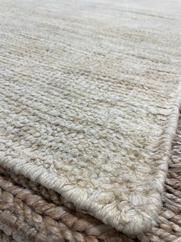 Chano Amenguale 6.3x8.9 White Tip Sheared Durrie Rug | Banana Manor Rug Company