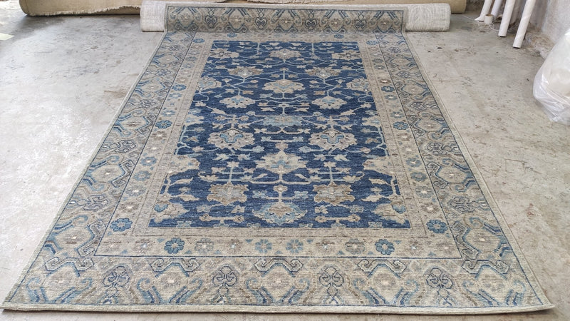 Chapelle ( Multiple Sizes) Blue Hand-Knotted Oushak Rug | Banana Manor Rug Company