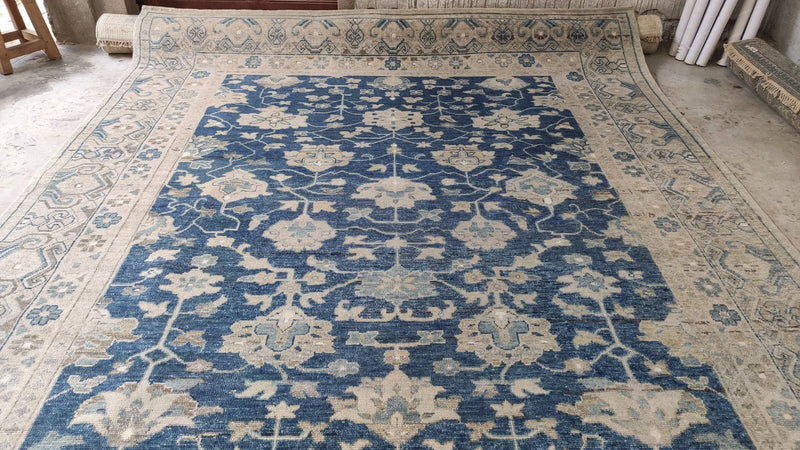 Chapelle ( Multiple Sizes) Blue Hand-Knotted Oushak Rug | Banana Manor Rug Company